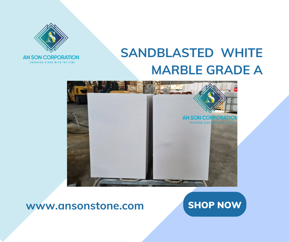 sandblasted white marble grade A